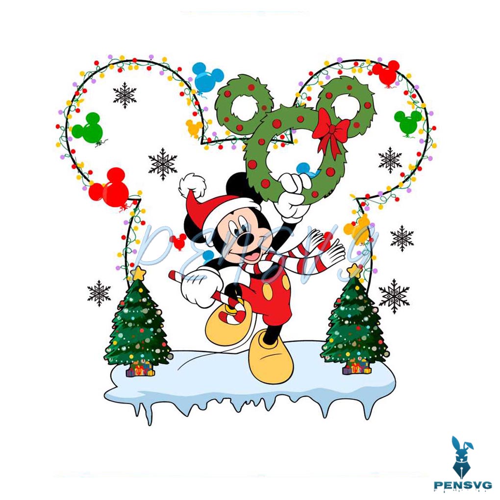 Funny Christmas Light Mickey Head SVG File For Cricut
