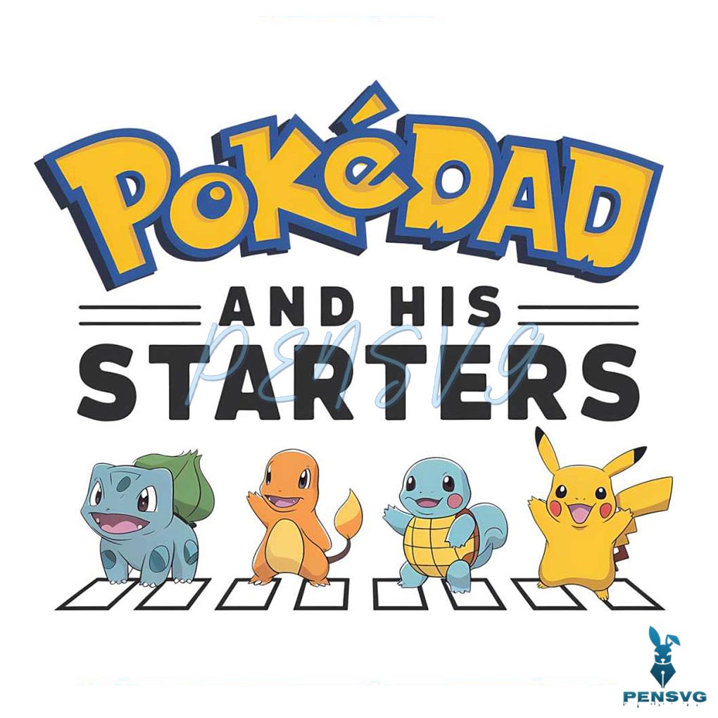 Funny Dad Cartoon Pokedad And His Starters PNG