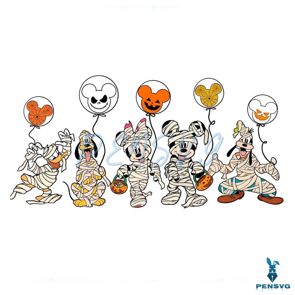 Funny Disney Halloween Mickey And Friends Balloons PNG