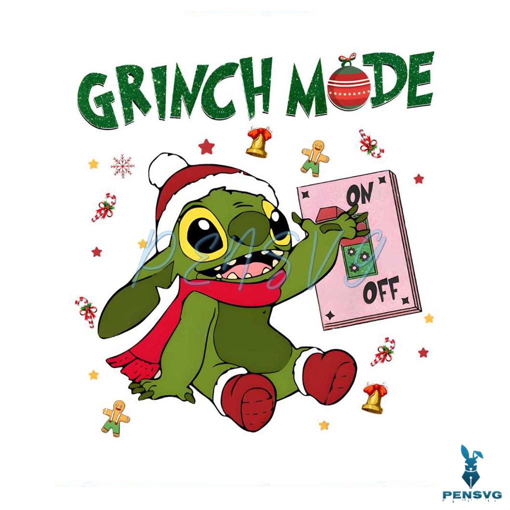 Funny Disney Stitch Grinch Mode On PNG Sublimation