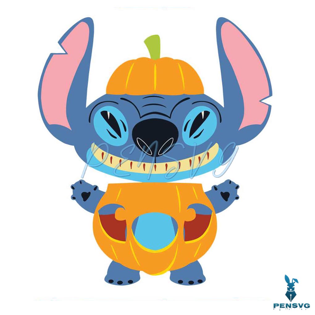 Funny Disney Stitch Pumpkin Halloween SVG Cutting File