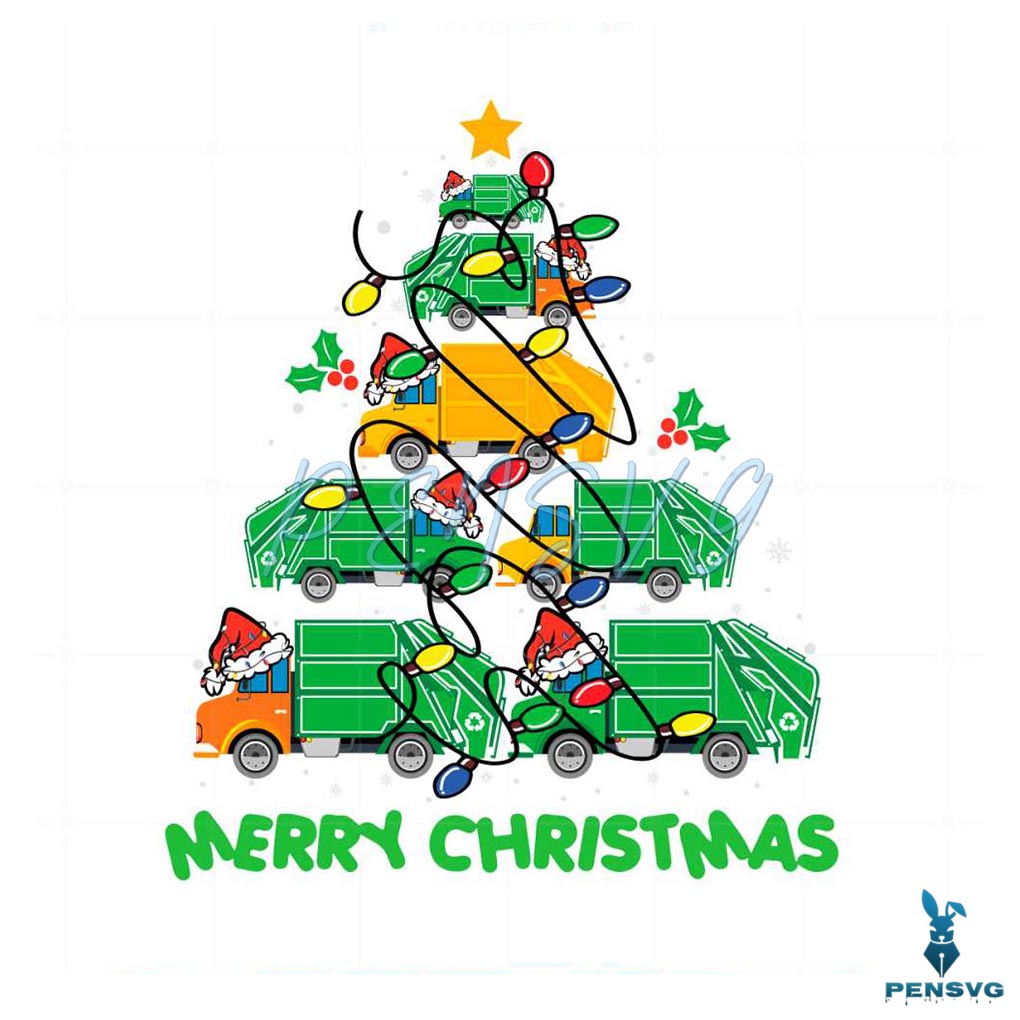 Funny Garbage Truck Christmas Tree SVG Graphic Designs Files