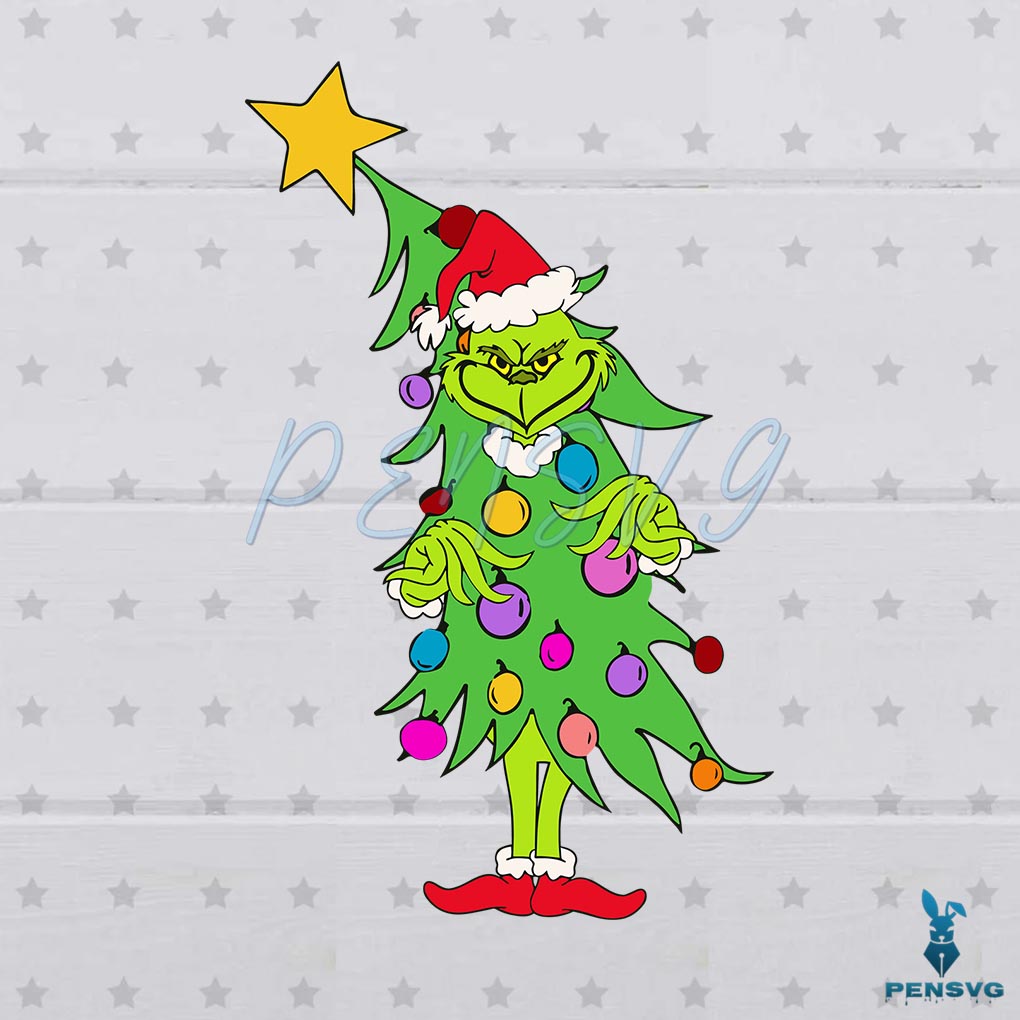Funny Grinch Christmas Tree Light SVG