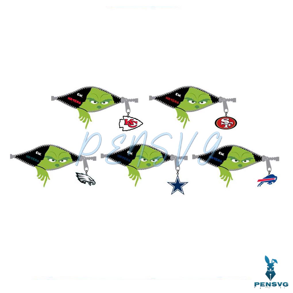 Funny Grinch Ew Haters NFL Team SVG Bundle