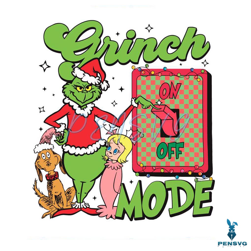 Funny Grinch Mode On Off SVG Cutting Digital File