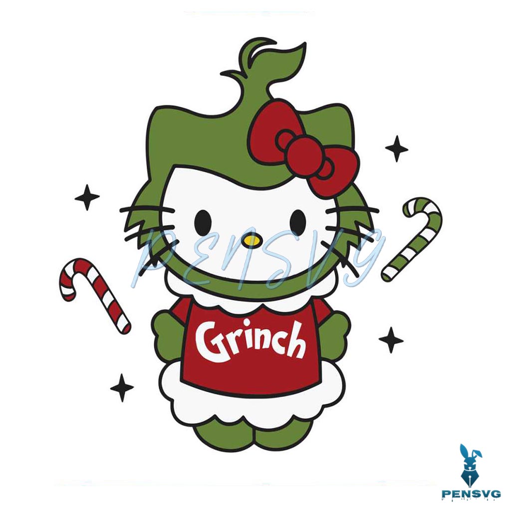 Funny Hello Kitty Grinch Vibe SVG Graphic Design File