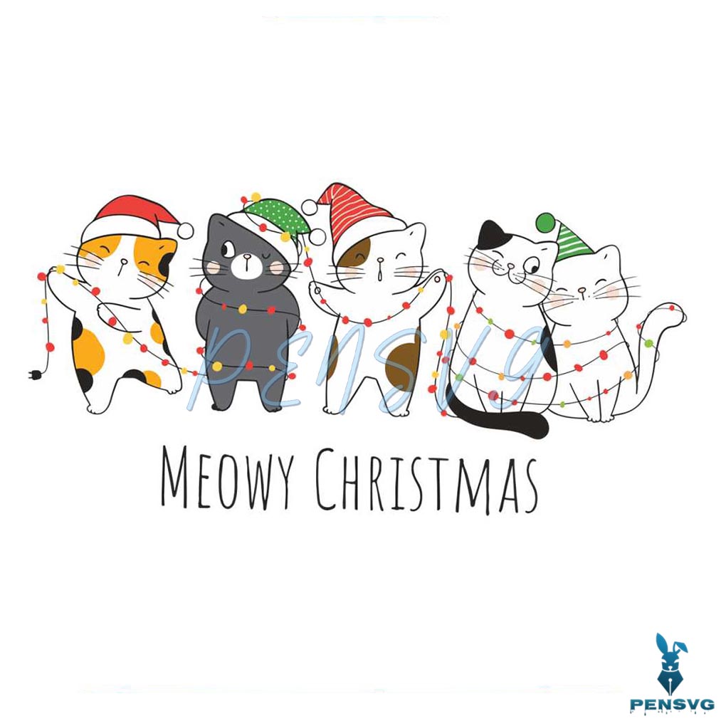 Funny Meowy Christmas Cat Lover Xmas SVG File For Cricut