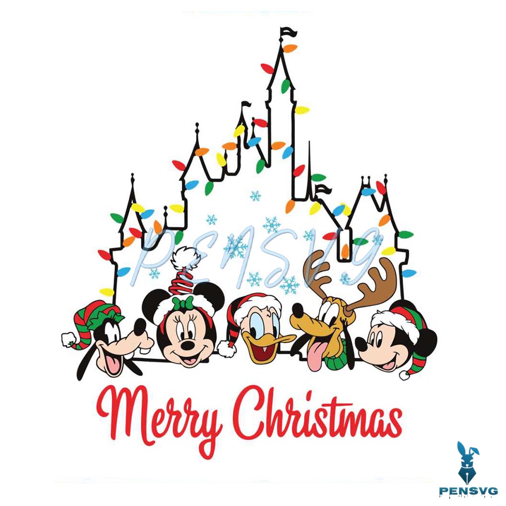 Funny Merry Christmas Disney Friends Castle SVG Download