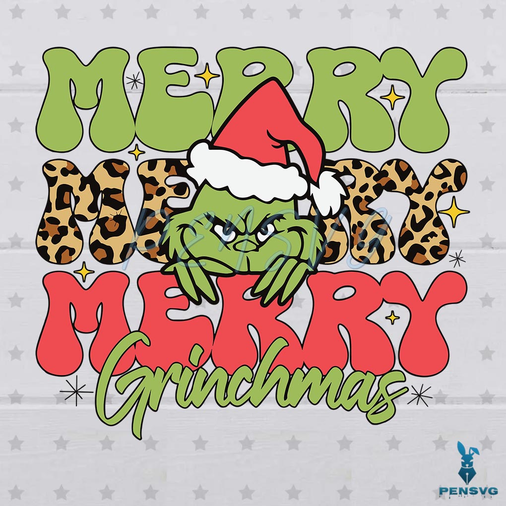 Funny Merry Grinchmas Leopard Pattern SVG