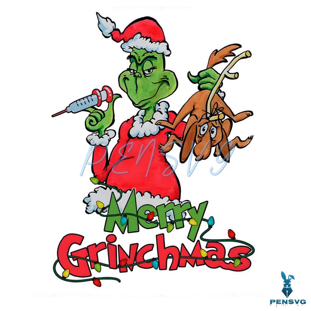 Funny Merry Grinchmas Nurse PNG