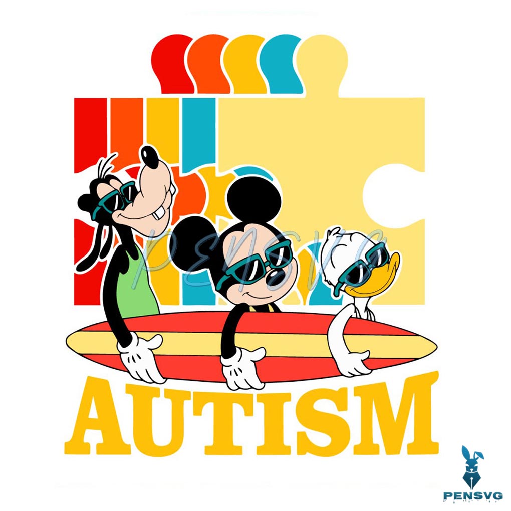 Funny Mickey Donald Goofy Autism SVG
