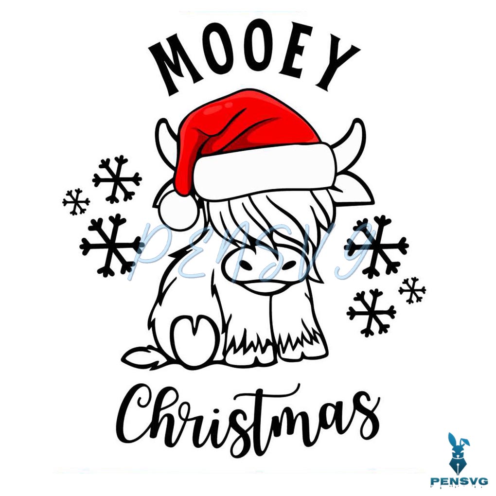Funny Mooey Christmas With Santa Hat SVG Cricut Files