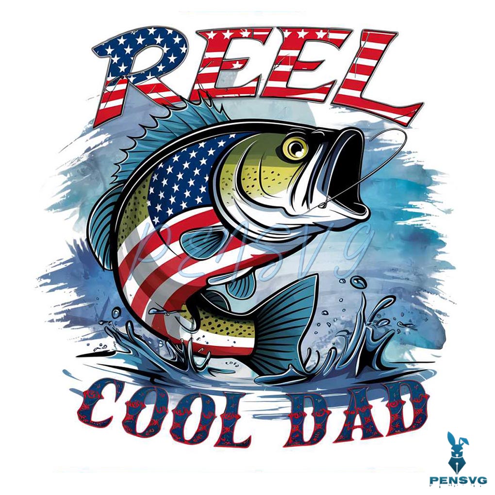 Reel Cool Dad PNG Free Download for Fishing Sublimation & T-Shirt Designs