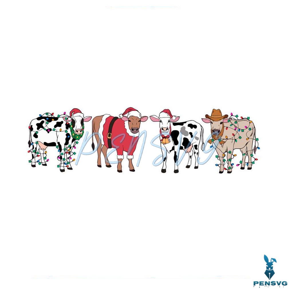 Funny Santa Christmas Cow SVG Graphic Design File