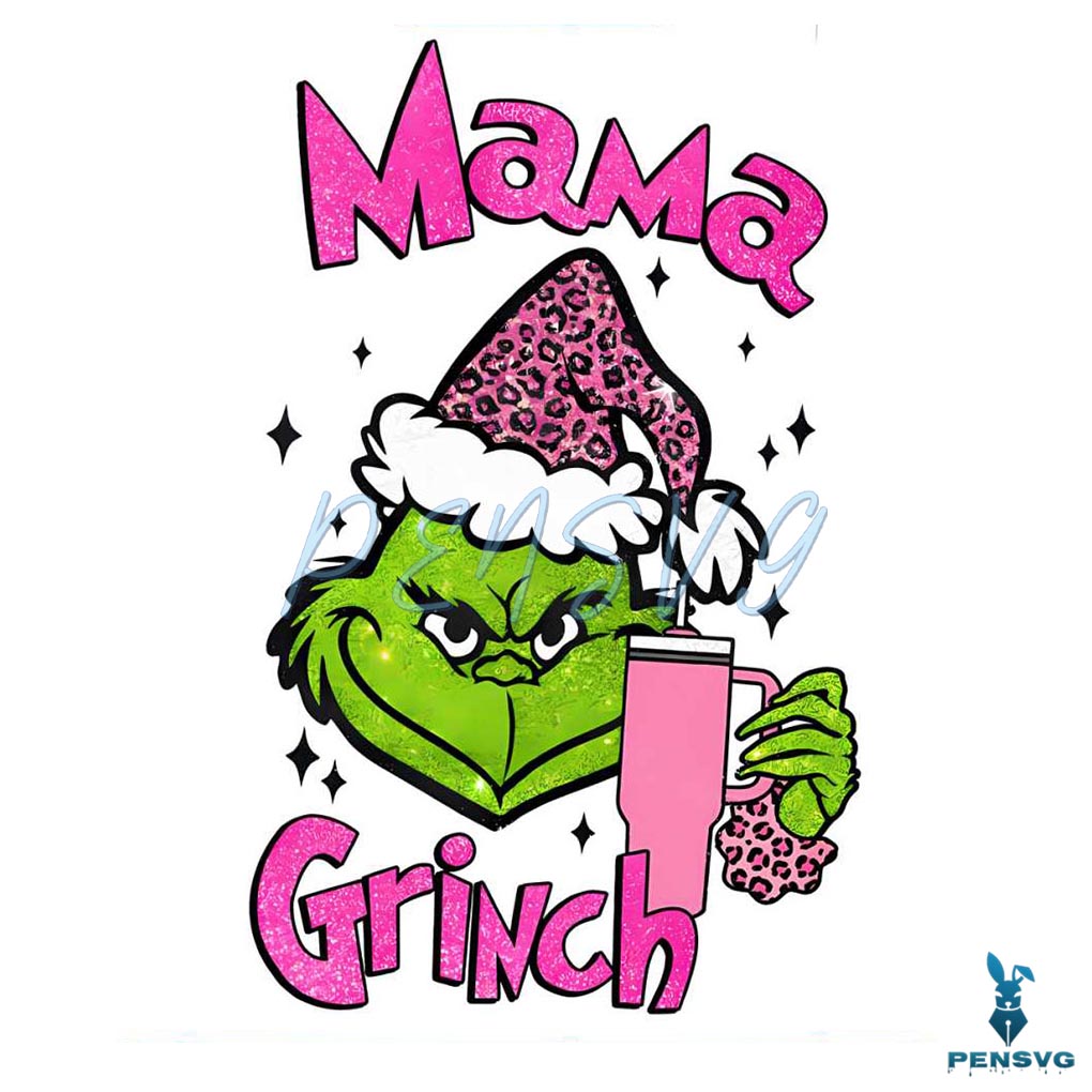 Glitter Mama Grinch Christmas PNG Sublimation Download