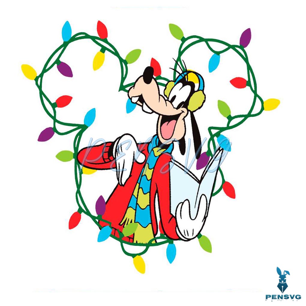 Goofy Christmas Lights Mickey Head SVG
