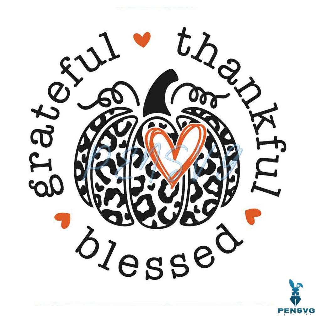 Grateful Thankful Blessed Leopard Pumpkin SVG Download