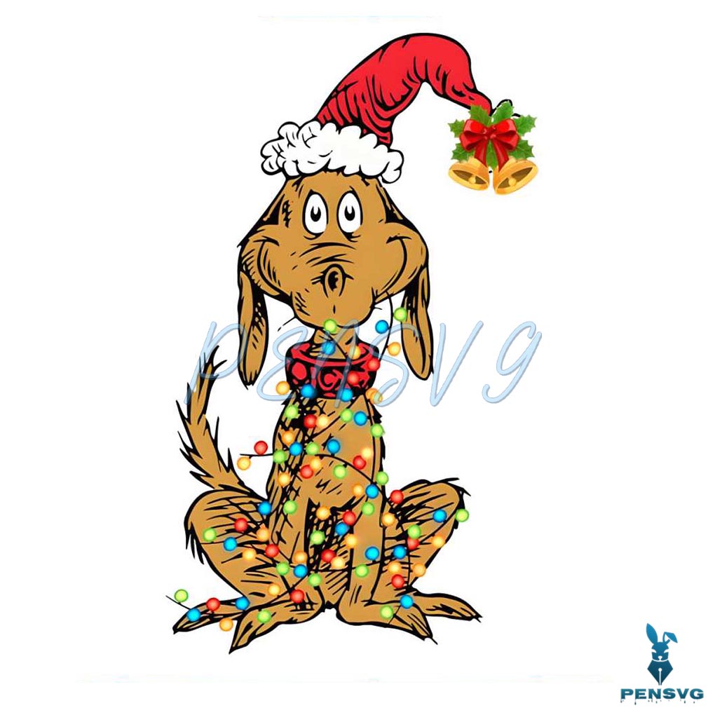 Grinch Dog Max Christmas Lights PNG Sublimation Design