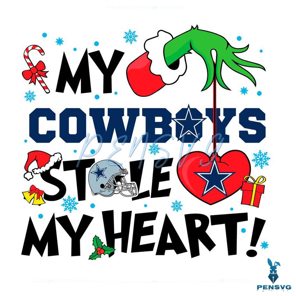 Grinch Hand My Cowboys Stole My Heart SVG