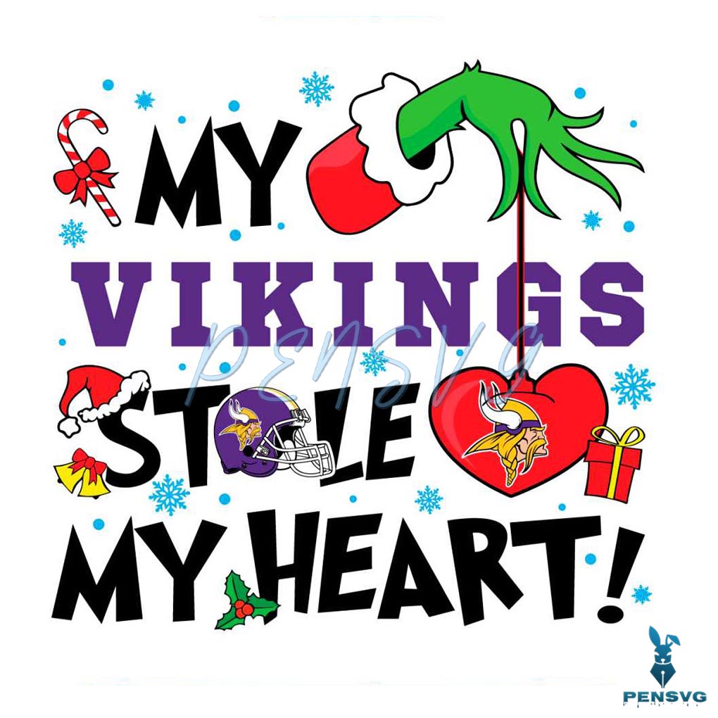 Grinch Hand My Vikings Stole My Heart Svg