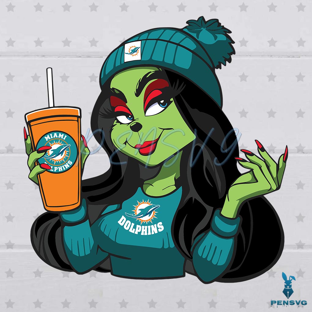 Grinch Miami Dolphins Football Fans Girl Svg