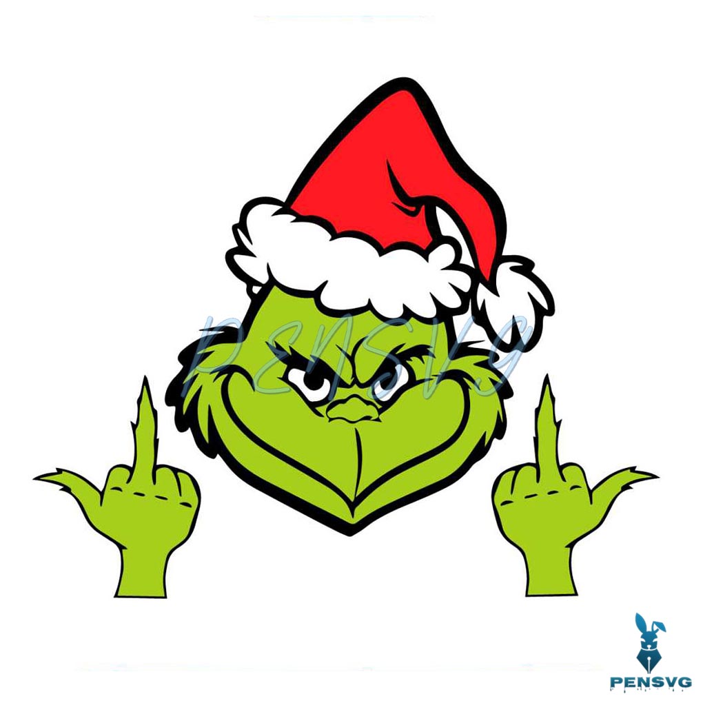 Grinch Middle Finger Funny Grinchmas Santa Claus Svg