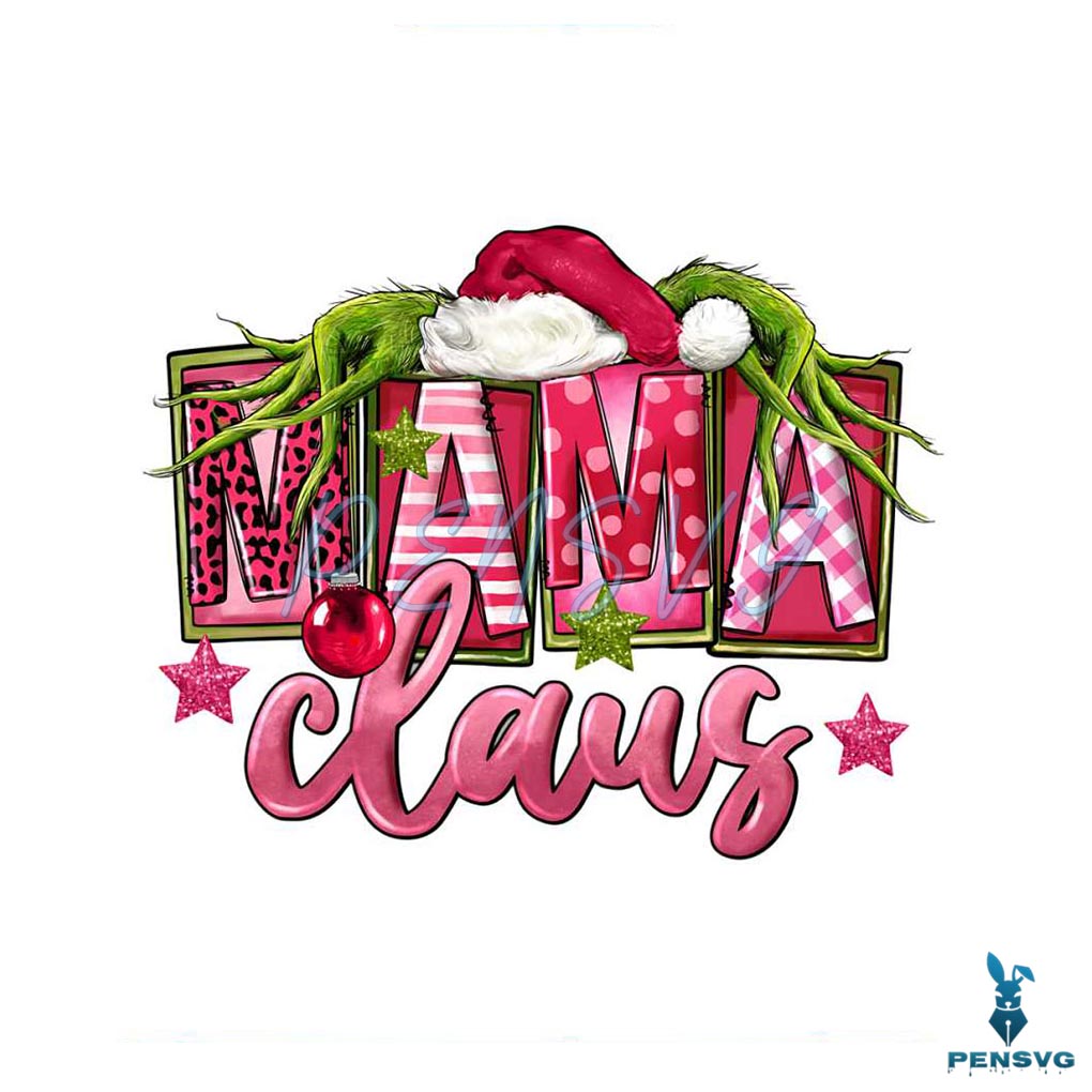 Grinch Pink Christmas Mama Claus PNG