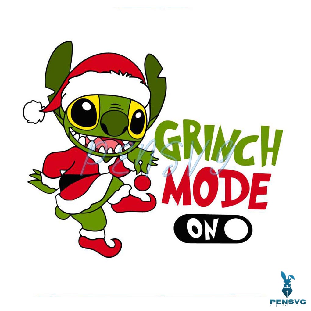 Grinch Stitch Mode On Cosplay Santa Claus SVG Design File
