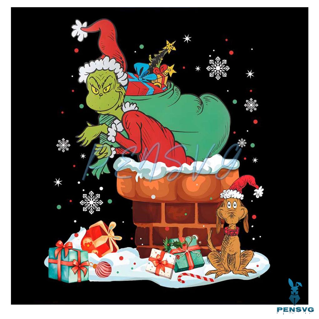 Grinch and Max Dog Christmas Vibe PNG