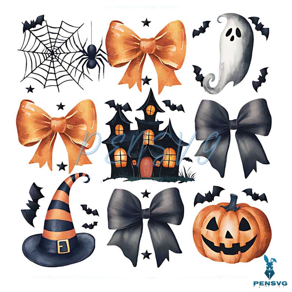 Halloween Coquette Bow Haunted Castle Png