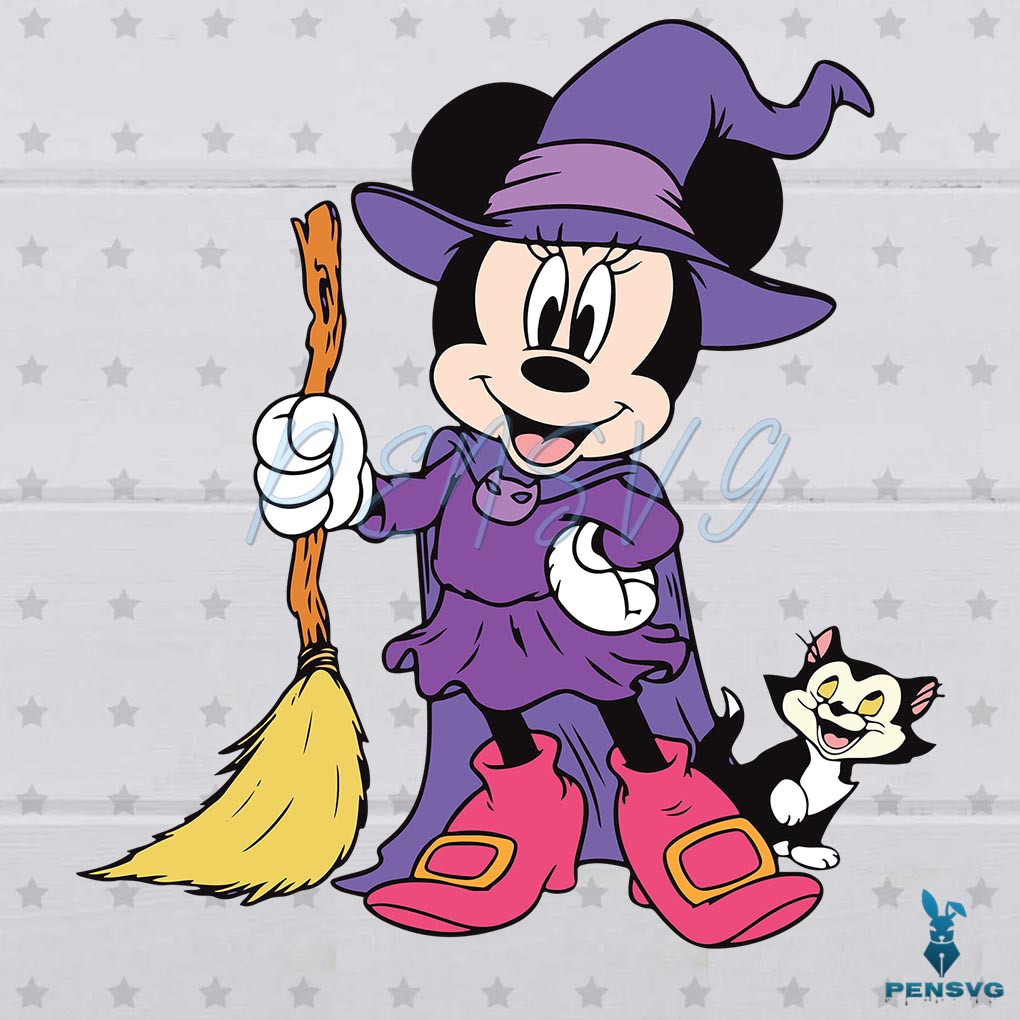 Halloween Minnie Mouse Witch SVG Cat Mom Vector Cutting Files