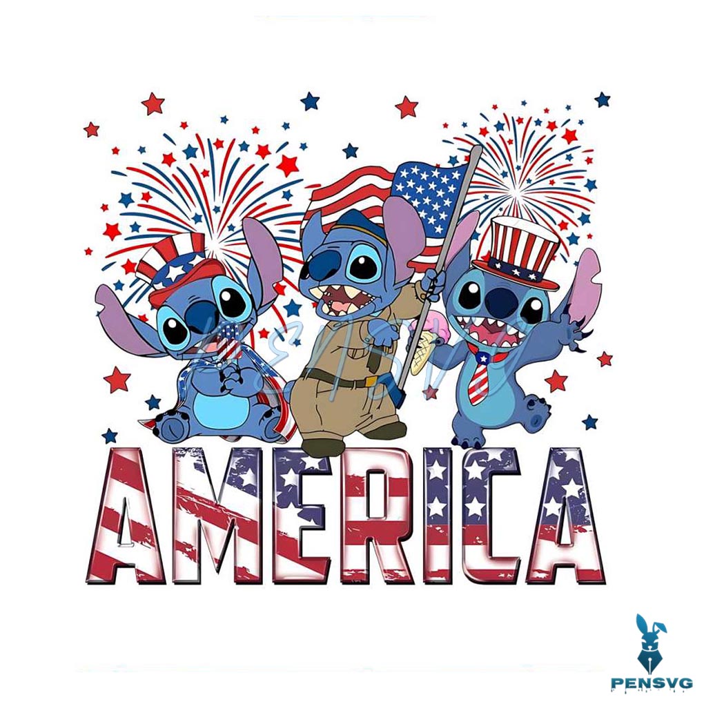 Happy 4th Of July Disney Patriot Stitch American Flag SVG File