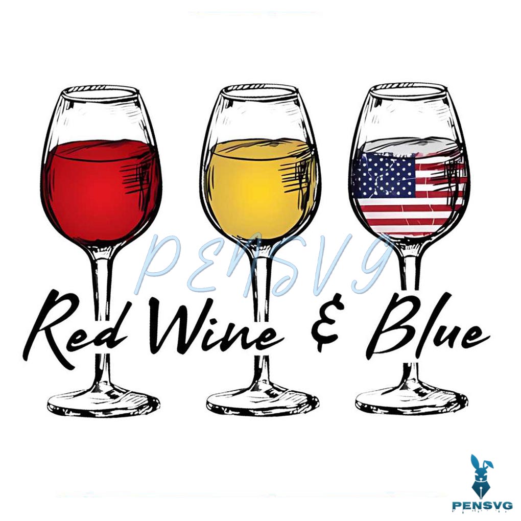 Happy 4th Of July Red Wine And Blue PNG Sublimation Design
