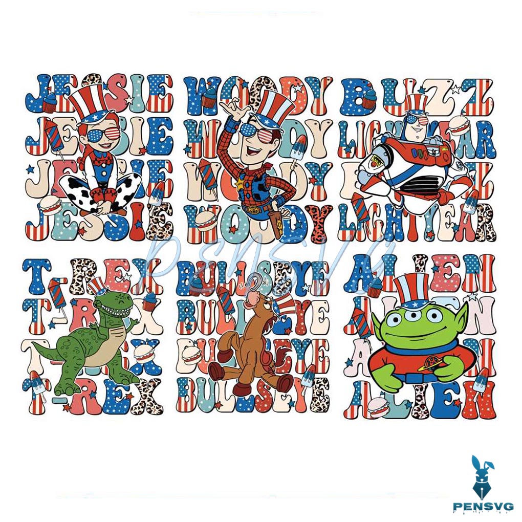 Happy 4th Of July Toy Story Friend Bundle SVG Cutting File