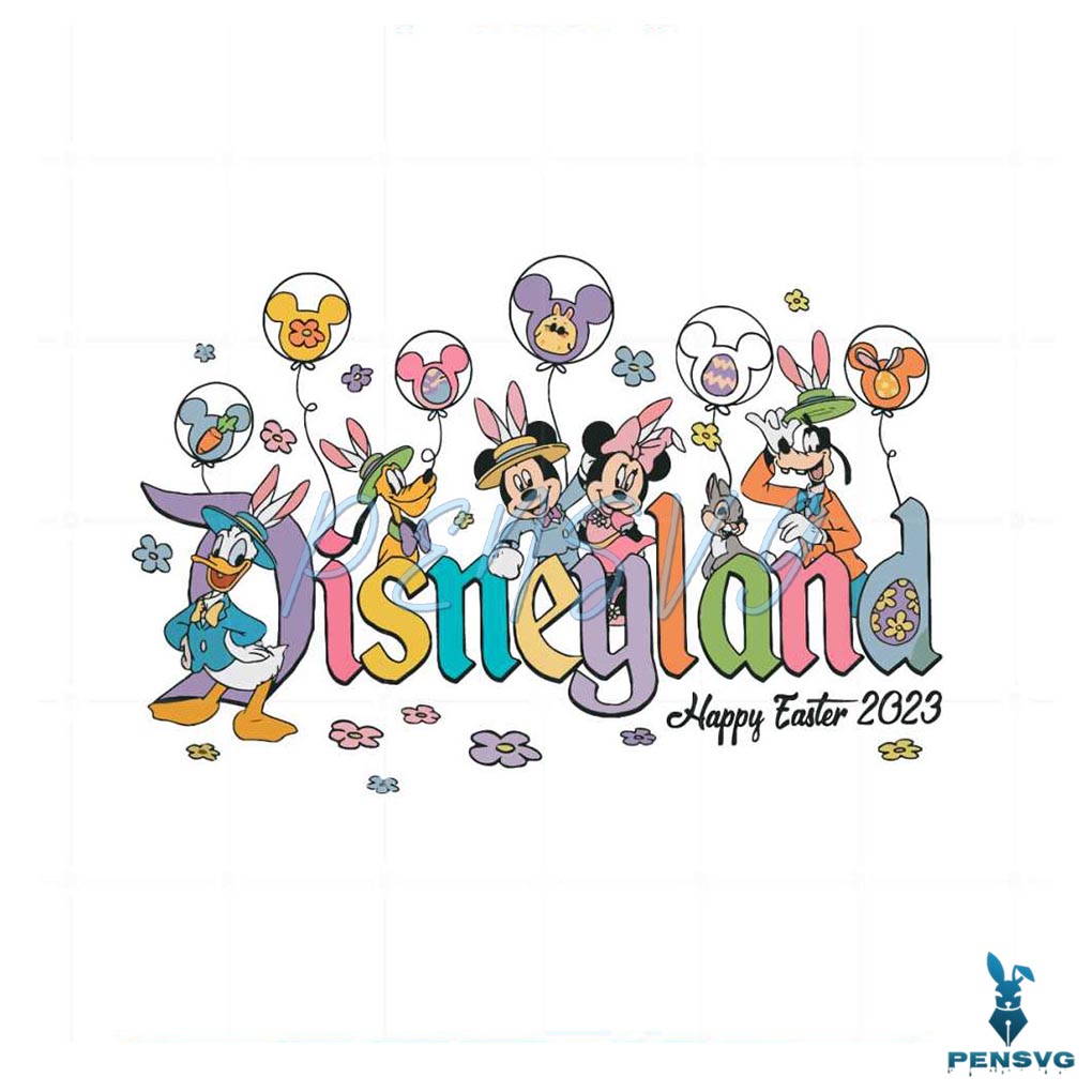 Happy Easter 2023 Disneyland Floral Mickey and Friend Svg