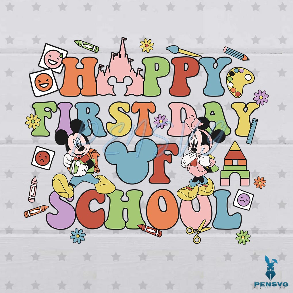 Happy First Day Of School Disney Mickey And Friend Svg