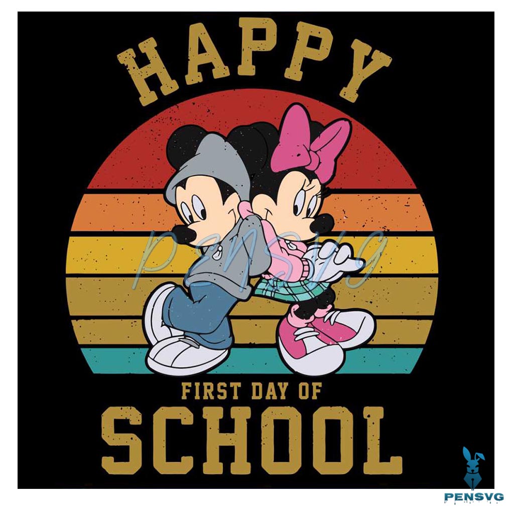 Happy First Day Of School Mickey And Minnie SVG Digital Files