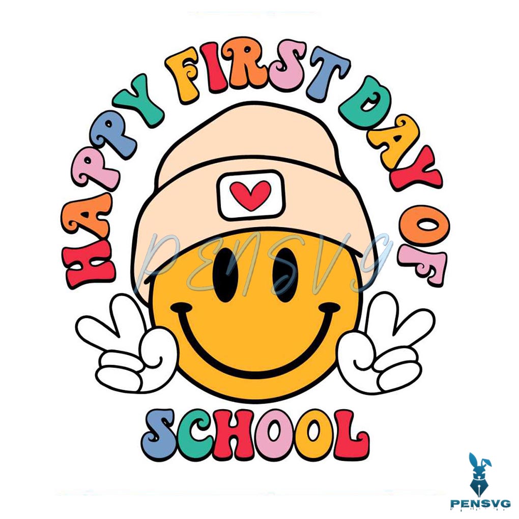 Happy First Day Of School Smiley Face SVG Cutting Digital File