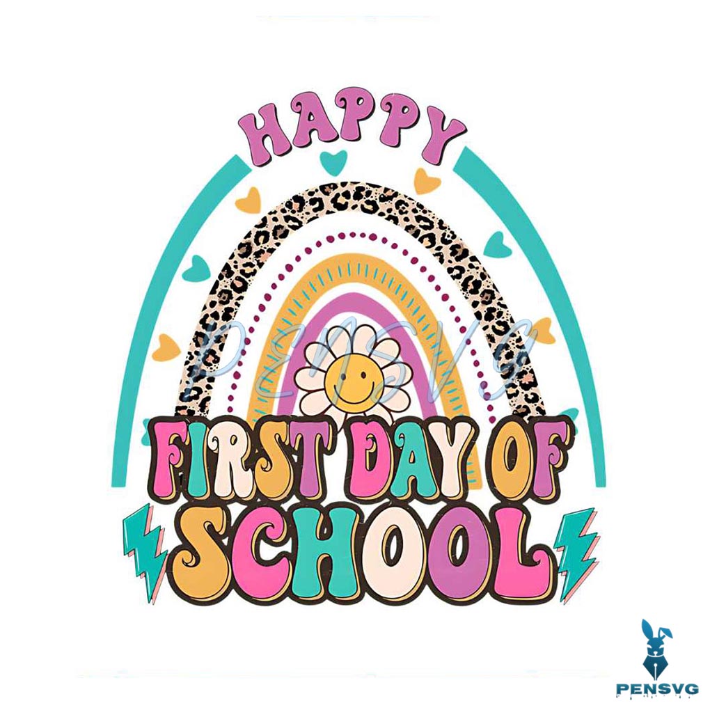 Happy First Day Of The School PNG Silhouette Sublimation Files