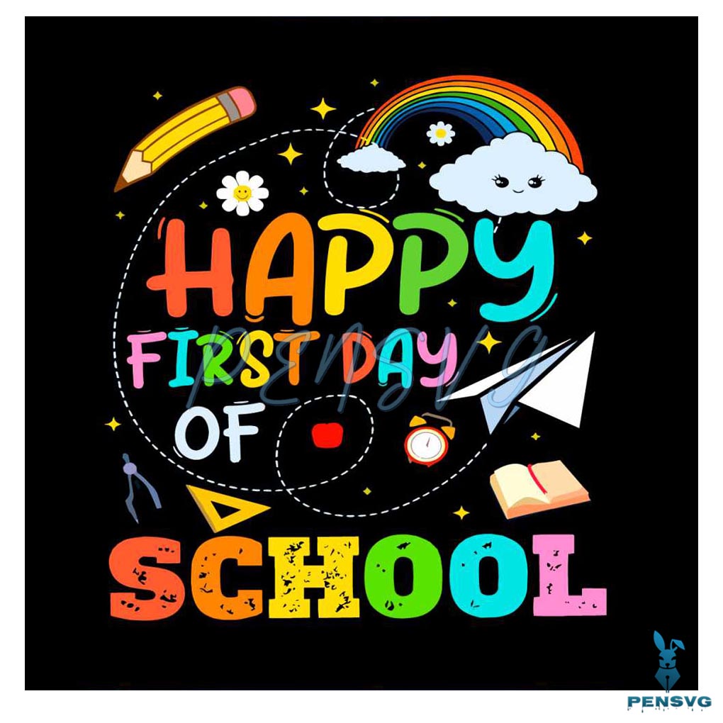 Happy First Day of School Kindergarten Teacher SVG Digital File