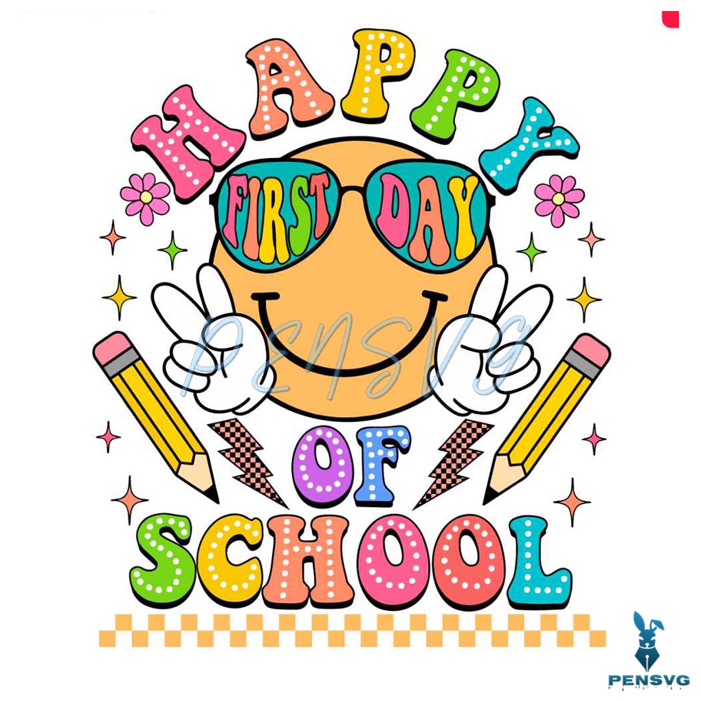 Happy First Day of School Smiley Face SVG