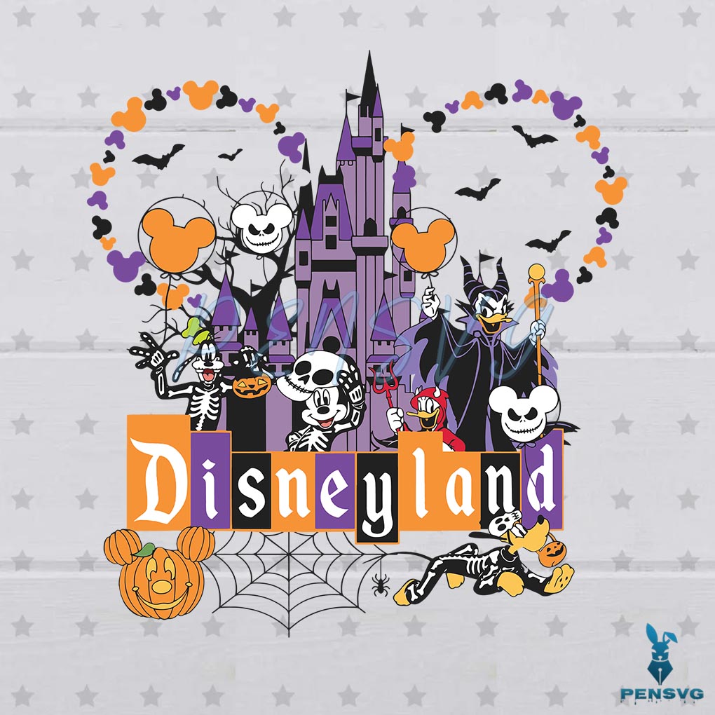 Happy Halloween Disneyland Castle Mickey And Friend SVG