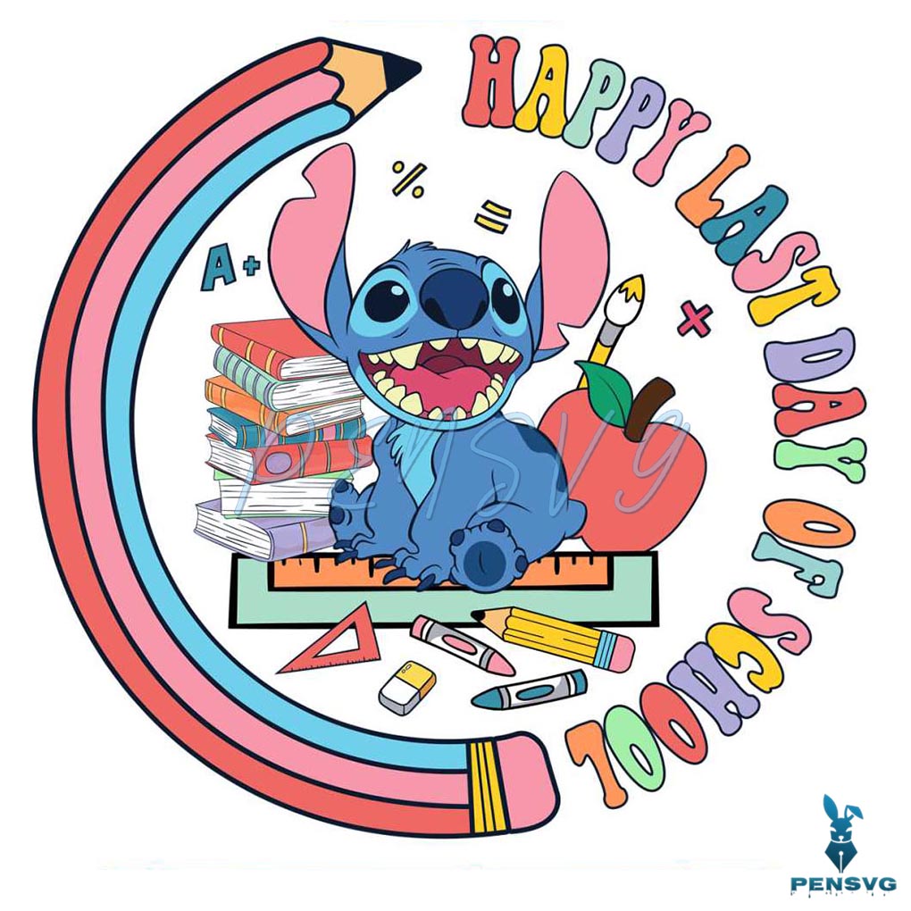 Happy Last Day Of School Cute Stitch PNG