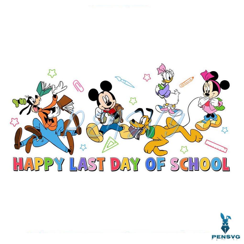 Free Disney Friends Last Day Of School PNG Digital Download