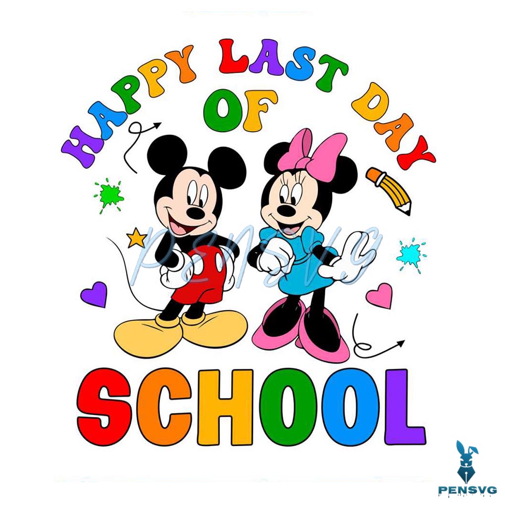 Happy Last Day Of School Mickey Minnie PNG