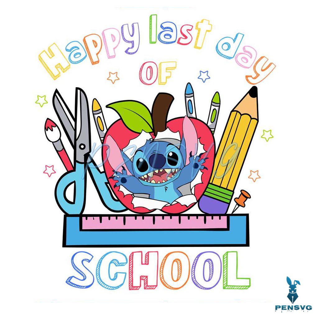 Happy Last Day Of School Stitch Vibes PNG