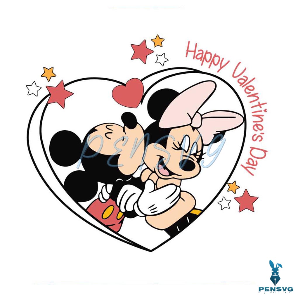 Happy Valentine Day Mickey And Minnie SVG