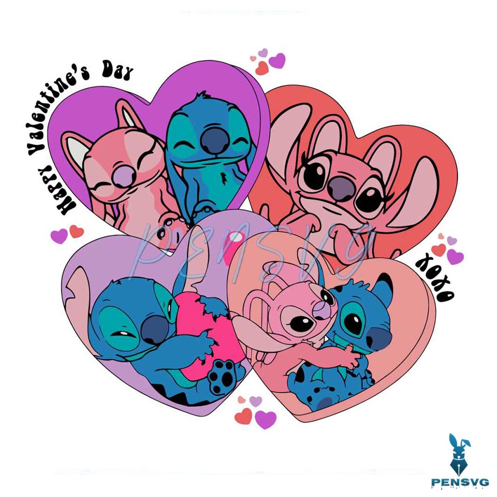 Happy Valentines Day Xoxo Stitch Angel SVG