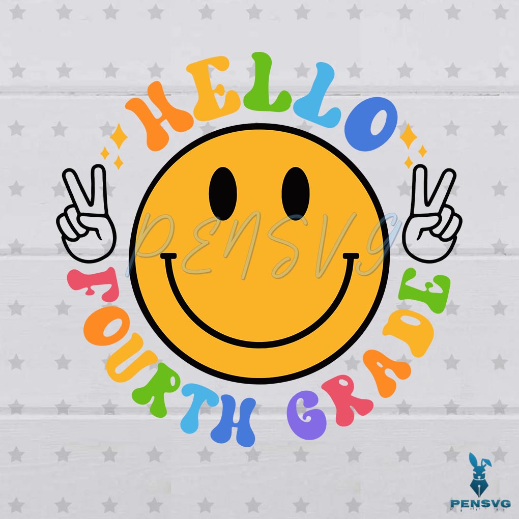 Hello Back To School Fourth Grade Retro SVG Digital File