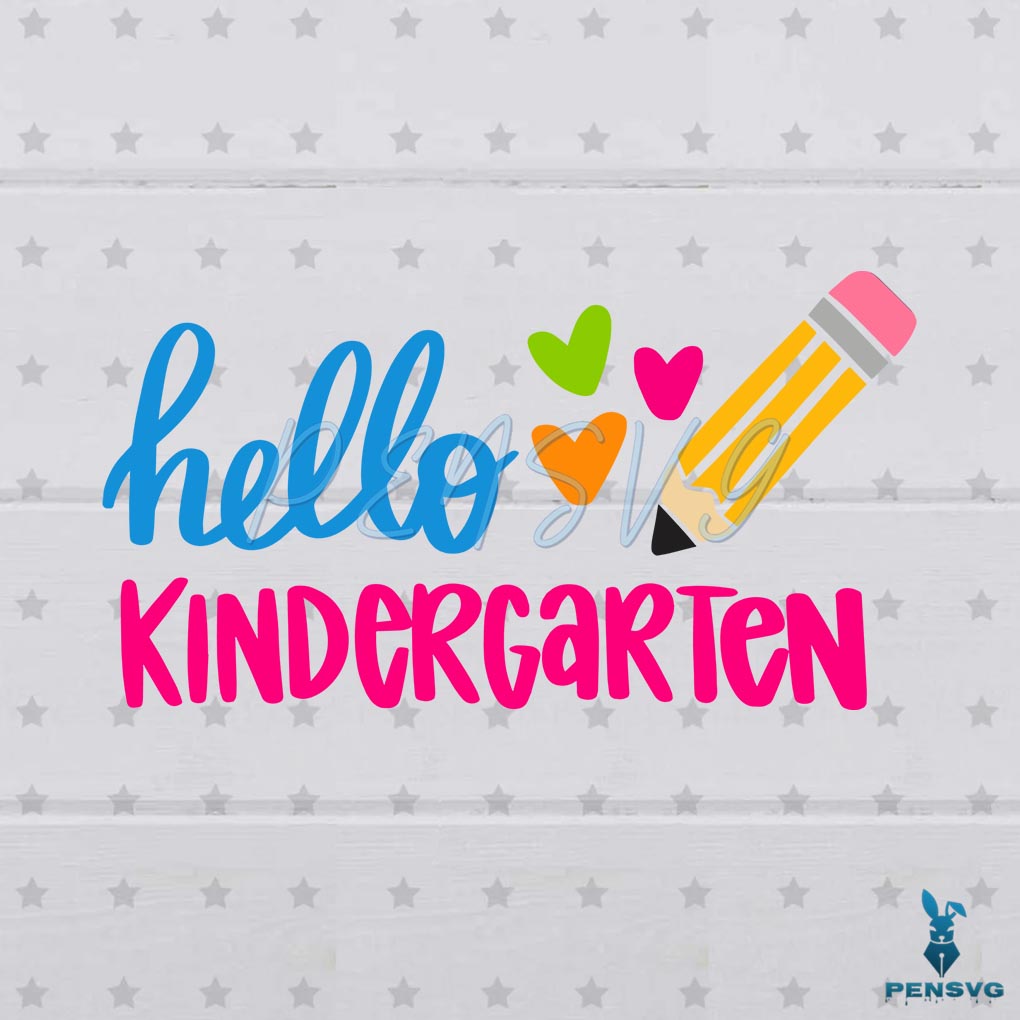 Free Hello Kindergarten SVG Back To School Cut File for Cricut Kids Shirts